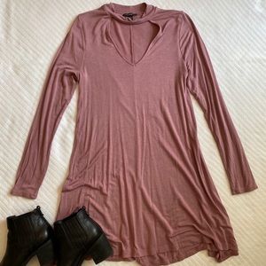 Express Maroon Long Sleeve Dress